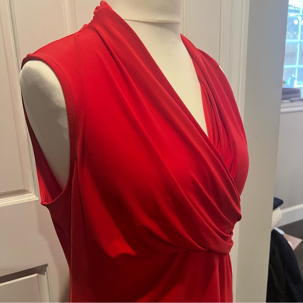 DKNY Red Sleeveless wrapped Blouse